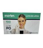 LUVA DESCARTÁVEL LATEX INOVEN COM PO - G - 100 UNIDADES