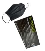 Kit Luva Nitrílica Preta Supermax 100un M / Máscara Preta 50un