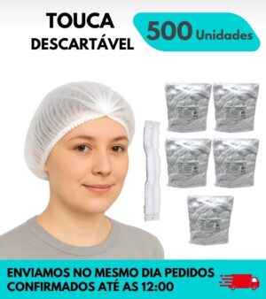 Touca Descartável Sanfonada TNT Branca 500 unidades