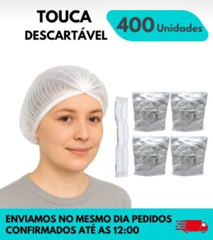 Touca Descartável Sanfonada TNT Branca 400 unidades