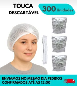 Touca Descartável Sanfonada TNT Branca 300 unidades