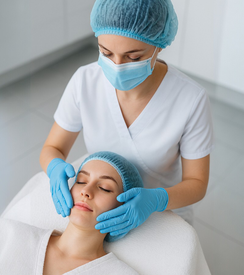 Kit Luva Nitrílica Azul - M, Máscara Tripla e Touca TNT Azul - Imagem 8