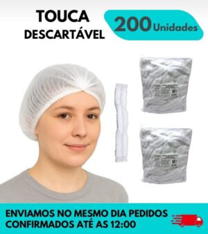 Touca Descartável Sanfonada TNT Branca 200 unidades