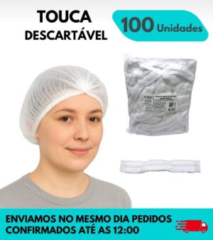 TOUCA DESCARTÁVEL BRANCA 100 UNIDADES
