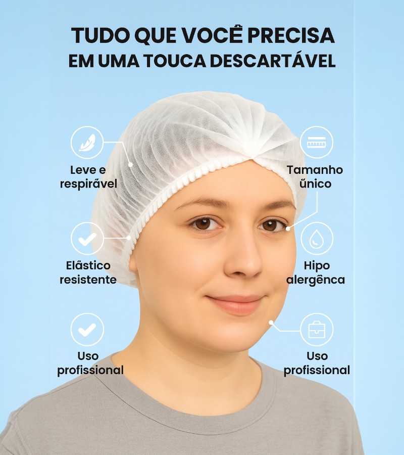 TOUCA DESCARTÁVEL BRANCA 100 UNIDADES - Imagem 3